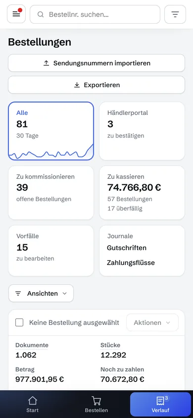 Die Kasse auf einem Smartphone