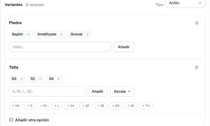 Un anillo en BrandFlow OS: sus piedras y sus tallas