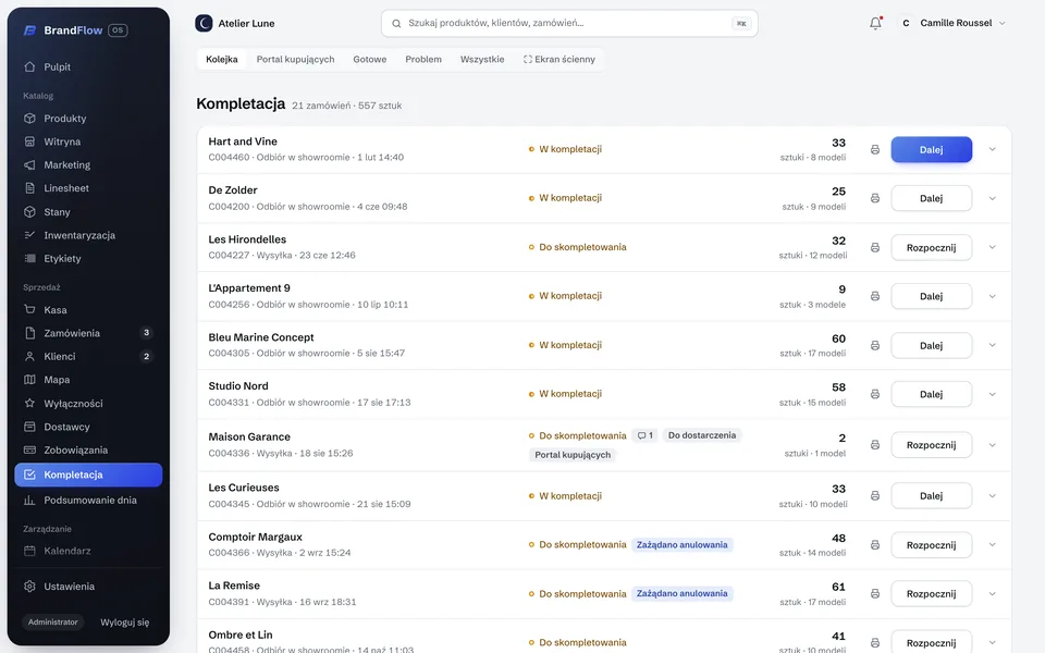 Lista kompletacji zamówień