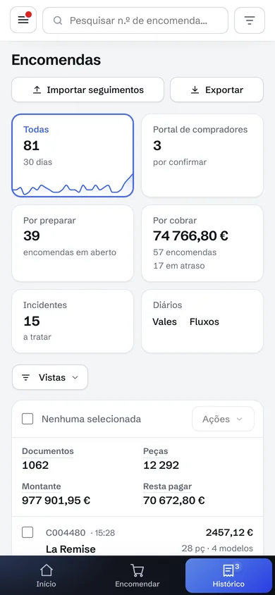 A caixa num telemóvel