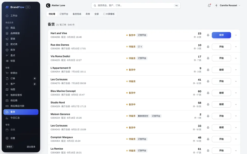 订单备货清单